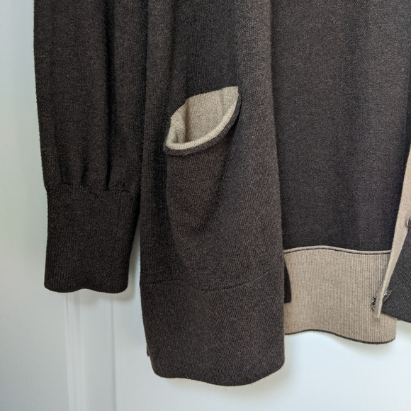 Cotton by Autumn Cashmere Long Brown Sweater Cardigan - Picture 11 of 14